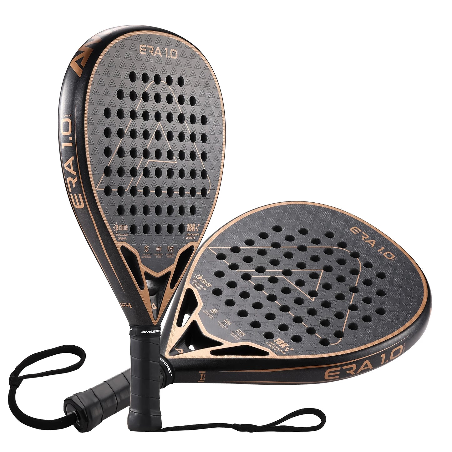 AMASPORT 18K Padel Racket The Era Cubic Series Diamond Shape & Inteliigence Rebound Cork Provides A Great Hitting Experience