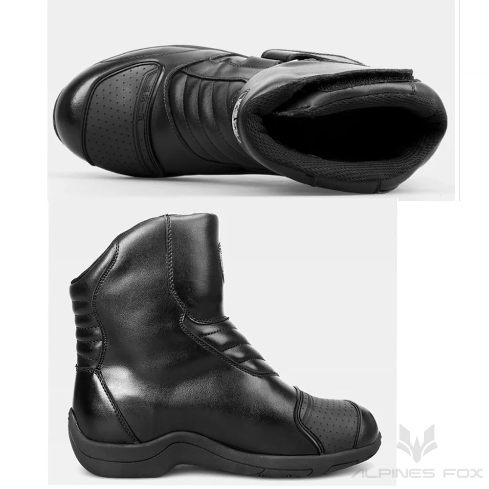 Motorcycle Leather Shoes Moto Boots Racing Bottes Motocross Boots PU Fabric Rubber Sole Wear-resistant Anti-collision Easy Wear