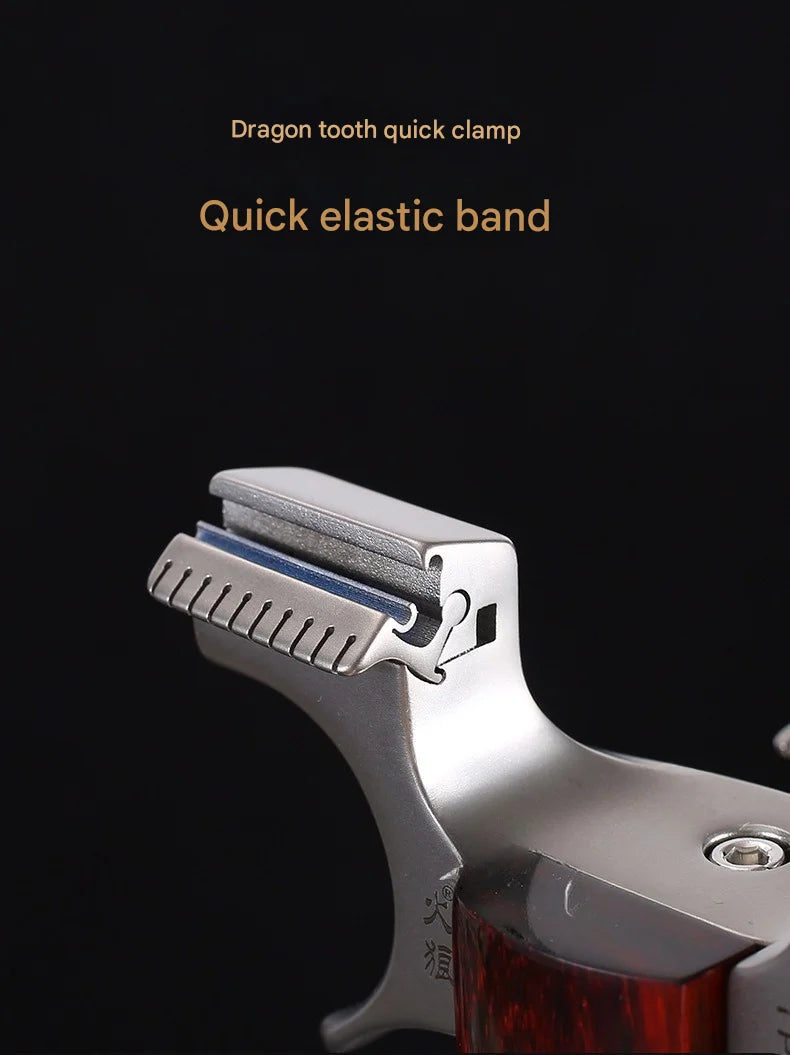 Powerful Stainless Steel Slingshot with Flat Rubber Band Outdoor Hunting and Shooting Combat Catapult with Wooden Handle