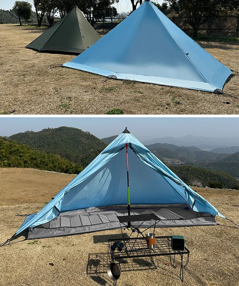 EMER 2 Person 1 Person Outdoor Ultralight Camping Tent 4 Season Professional 20D Silnylon Rodless Tent Hiking Portable Tent