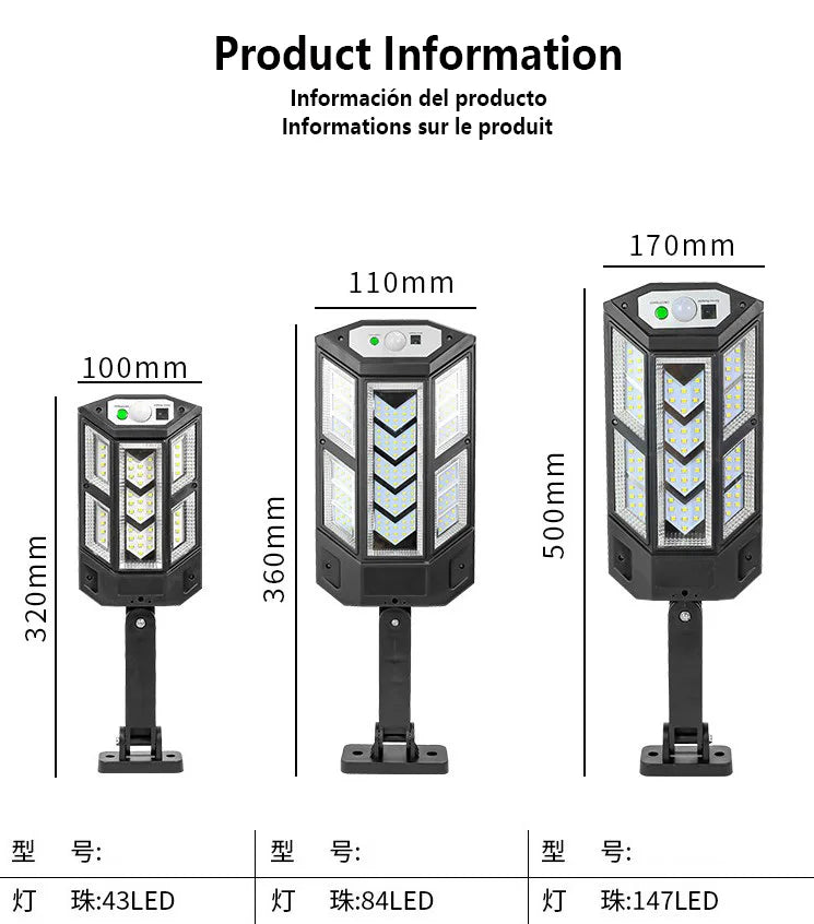 10000 Lumen powerful Solar Led Light Outdoor Solar Lamp of Motion Sensor 4Mode Waterproof Solar Garden Light Street Yard Lantern