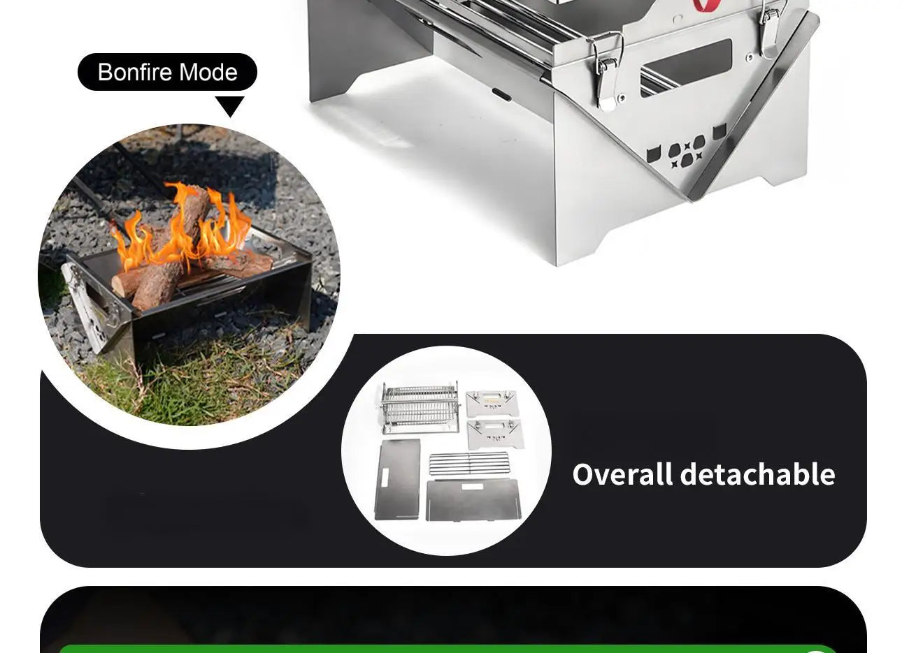 360° Rotating BBQ Grill – Stainless Steel, 5.7kg Lightweight for Camping & Parties – Feeds 1-6, Hands-Free Grilling for Family &