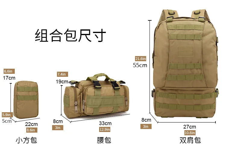 Tactical Backpack Military 50L Waterproof Hiking Backpack with MOLLE System for Outdoor Camping, Hunting, Travel, Daypack