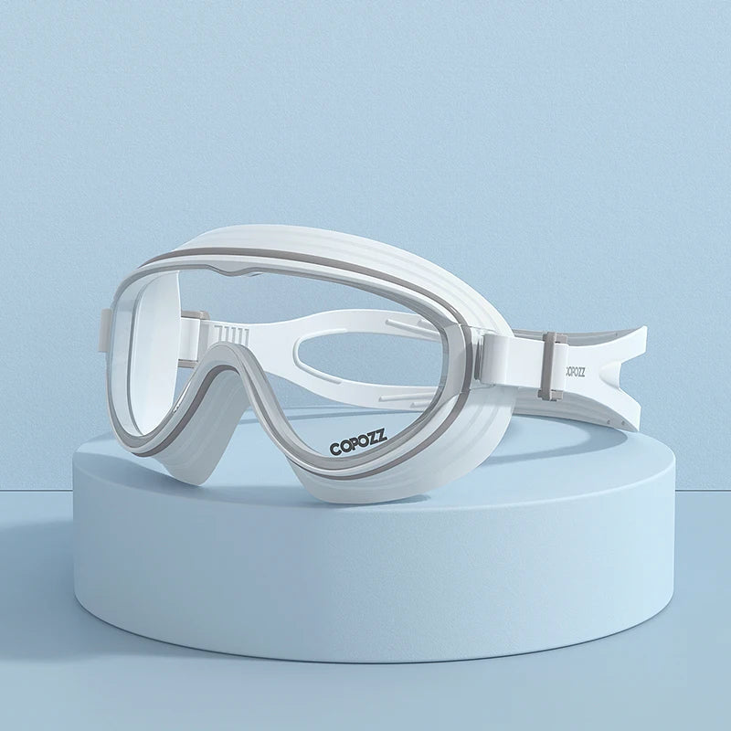 COPOZZ New Large Frame Adults Swimming Goggles Professional Plating Durable Anti Fog Comfort Eyewear Swimming Glasses Men Women