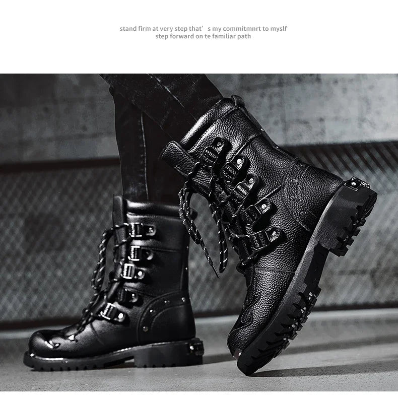 Motorcycle boots four season new men's outdoor fashion plus size high top Cycling shoes comfort anti-collision protective boots