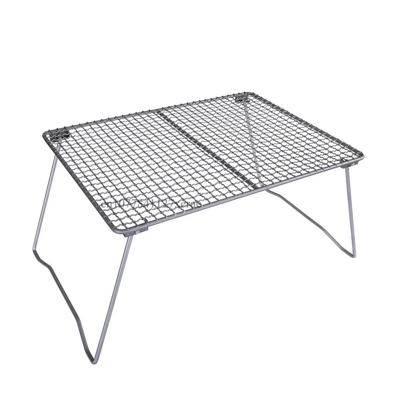 Outdoor Pure Titanium Grill Camping Table Portable Lightweight Net BBQ Wire Mesh Grate Mini Foldable Cooking Pot Rack