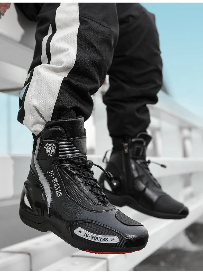 Motorcycle Shoes Men Off-road Adventure Motocross Low Boots  Retro Black Riding Shoes Rubber Sole Waterproof Motorcyclist Shoes