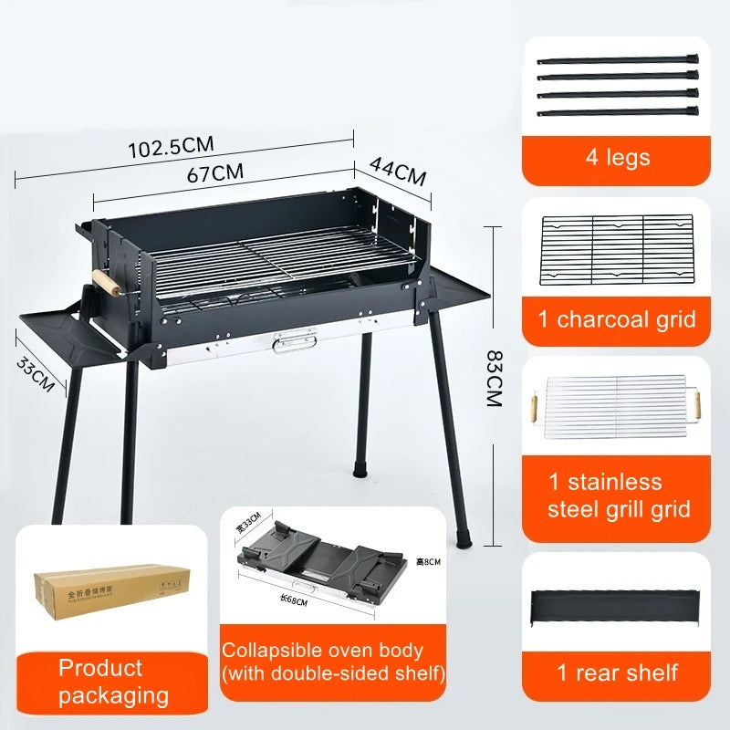 Outdoor Grill Courtyard Portable Household Charcoal Stainless Steel Barbecue Stove Camping Stove Barbecue Stove
