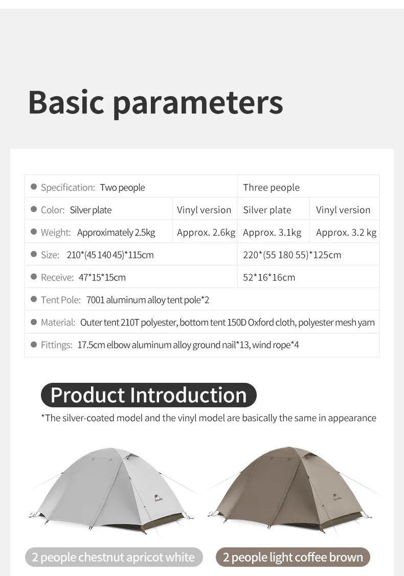 Naturehike YunChuan Outdoor Camping Tent 2/3 Person Waterproof PU2000+ Blackout Tents UV50+ Portable Lightweight Hiking Shelter