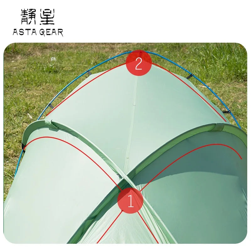 ASTA GEAR Frog2 Windproof Tent Outdoor Camping 2P Silicon Coating Lightweight Tent 10D Nylon Backpack Hiking Windproof Rainproof