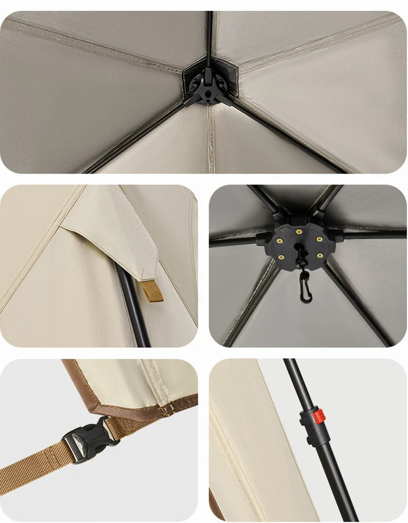 Naturehike Hexagonal Awning Tent Quick Opening Canopy Sunscreen Canopy PU5000 Sunshade Tent Outdoor Camping Travel Tarp Chimney