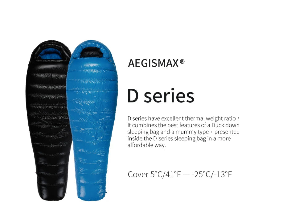 AEGISMAX D Duck Down Sleeping Bag Outdoor Camping Ultralight Mummy Stype Nylon Bag