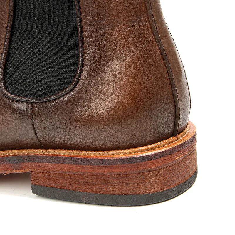 Vintage Man Western Boots Genuine Leather High Calf Shoe For Men Comfortable Slip On Designer Shoes Ankle Boots Male Shoe A223