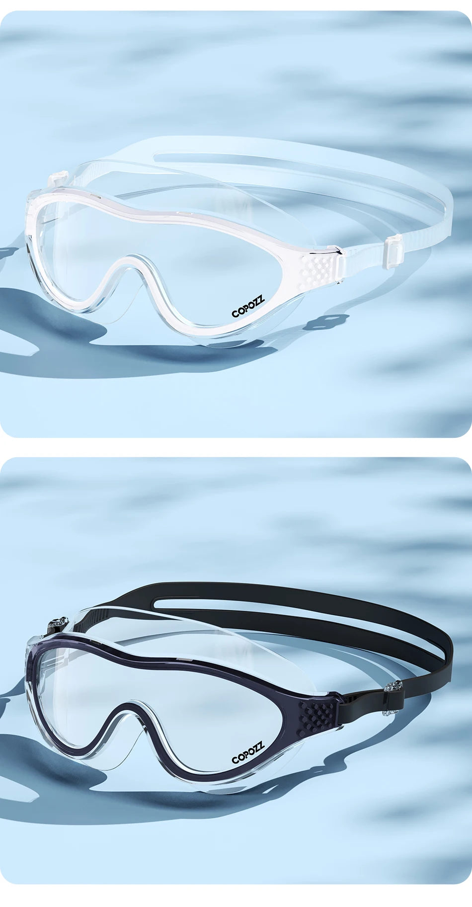 Big Frame Professional Swimming Waterproof Food Grade Silicone Glasses Swim Eyewear Anti-Fog UV Adult Men Women Diving Goggles