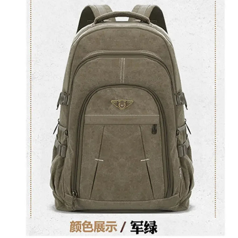 70L Thick Canvas Camping Backpack Large Capacity Waterproof Outdoor Trekking Travel Climbing Bag Luggage Rucksack Men Hiking Bag
