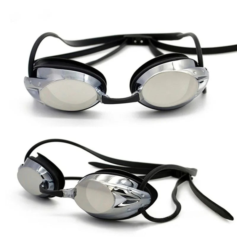Professional Swimming Goggles Men Women Waterproof Anti-fog Cool Silver Plated Swim Glasses Comfortable Diving Pool Accessories