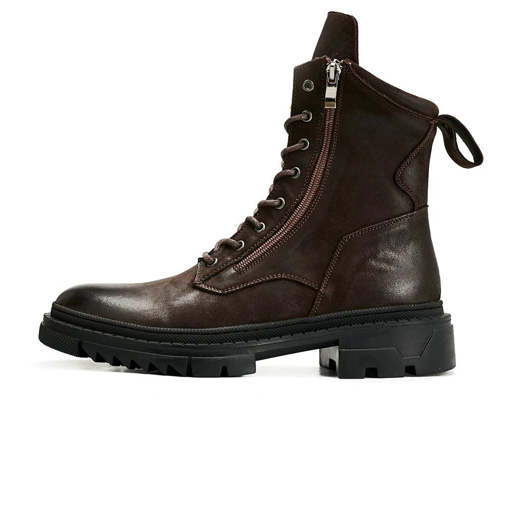 Retro Leather Motorcycle Riding Boots Riding Boots British Cool Man Handmade High-top Winter Work Shoes