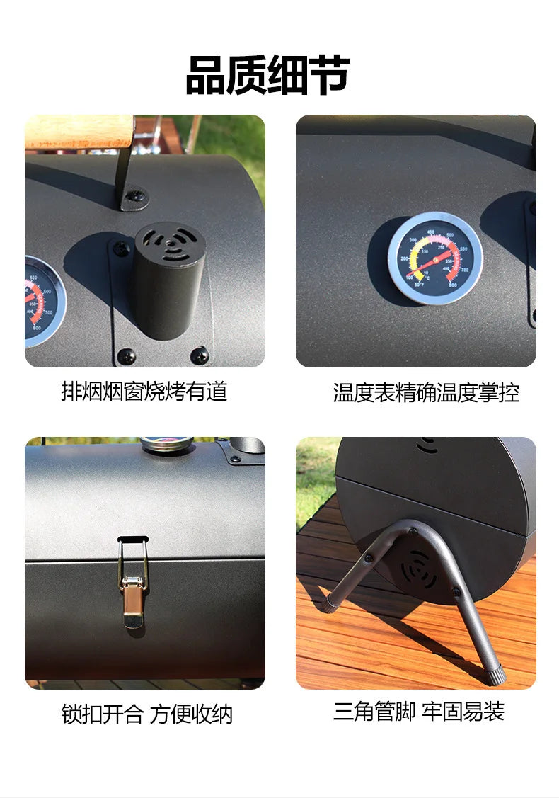 Carbon Steel Outdoor BBQ Grill  Dual-Sided Griddle with Independent Charcoal Tray Foldable Camping Gear  Handheld BBQ Grill