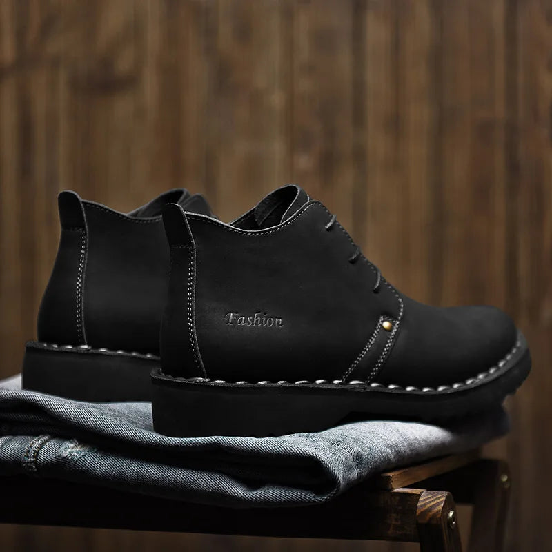 VIPOL Tooling Boots for Men Retro Leather Shoes Comfortable Platform Leisure Flats Classics Outdoor Leisure Men's Boot