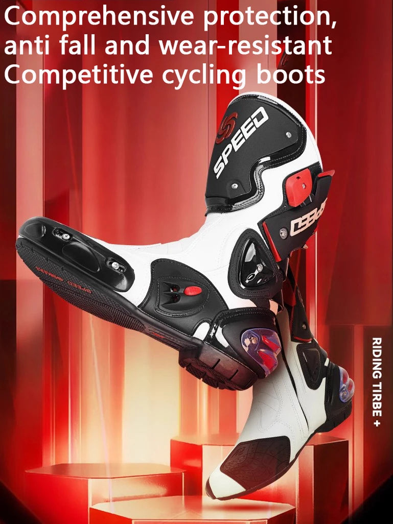 Riding Tribe Men Leather Motorcycle Boots Moto Ridding Racing Motocross Off-Road dirt bike Motorbike Shoes Botas Motor Boot