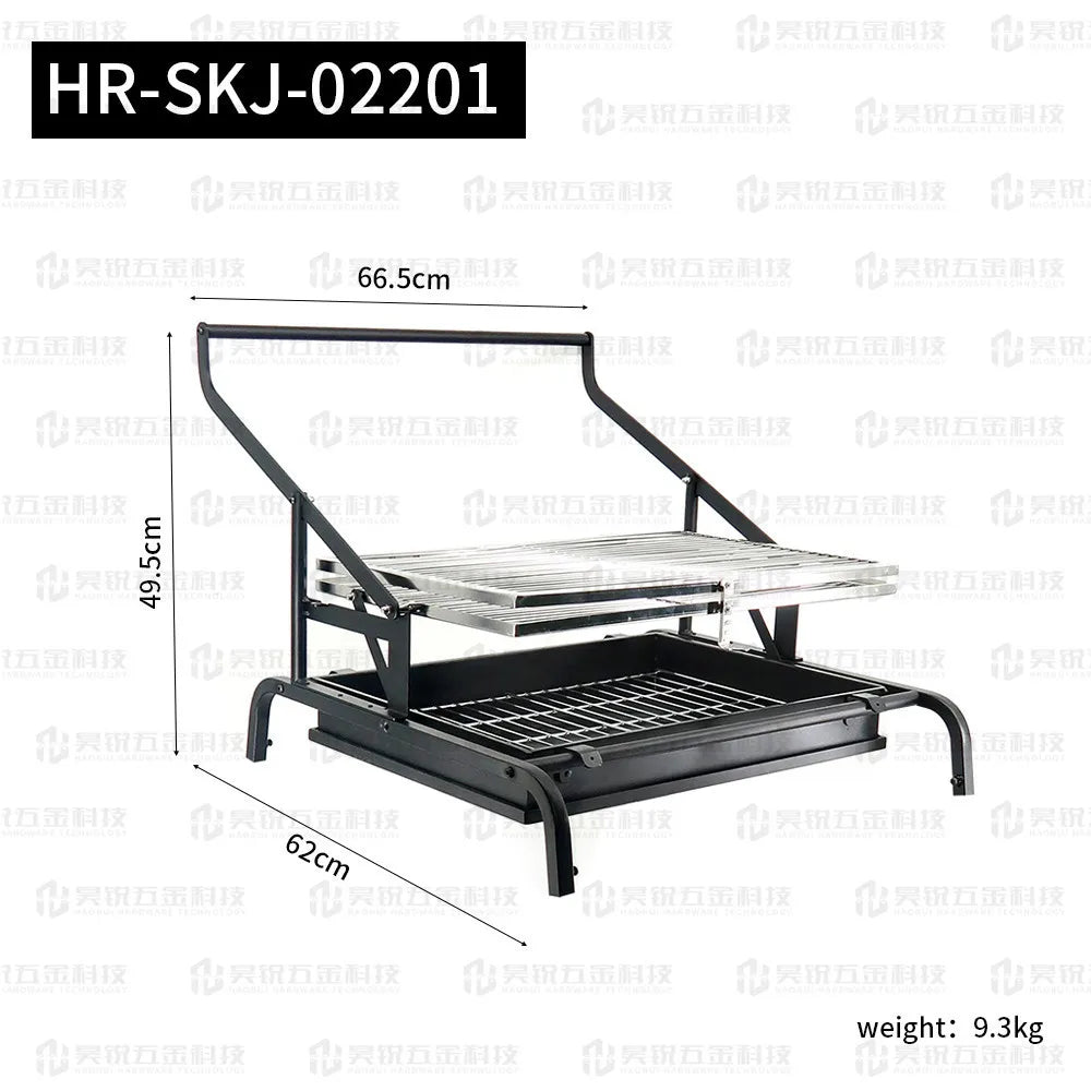 Outdoor dismantling of BBQ charcoal chicken flipping and rotating grill mesh frame for courtyard  beef oven,