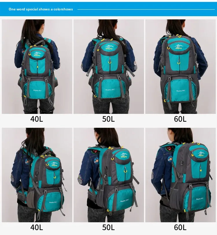 60L Large Capacity Hiking Backpack Men Outdoor Mountain Backbag Male Sport Back Pack Leisure Teens Travel Package Black