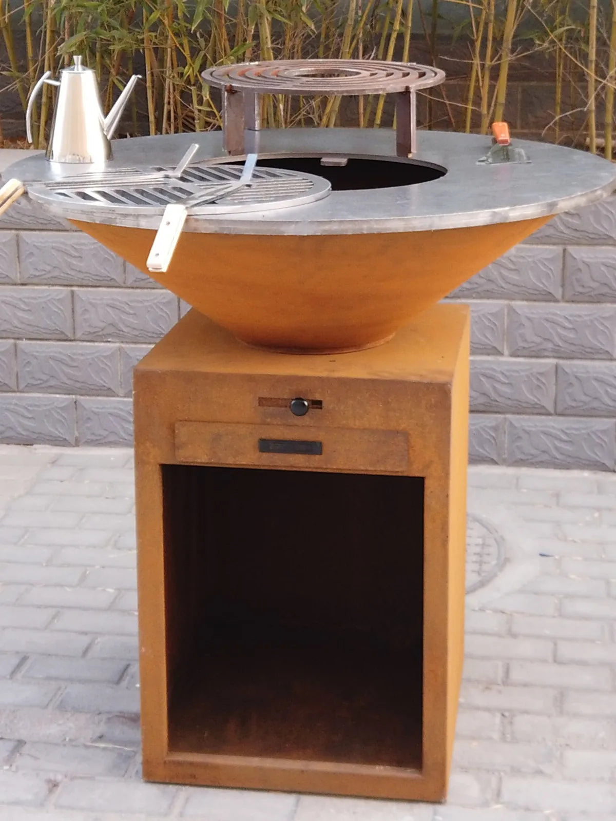 Commercial Corten Steel Outdoor BBQ Fire Pit Camping Charcoal BBQ Grill