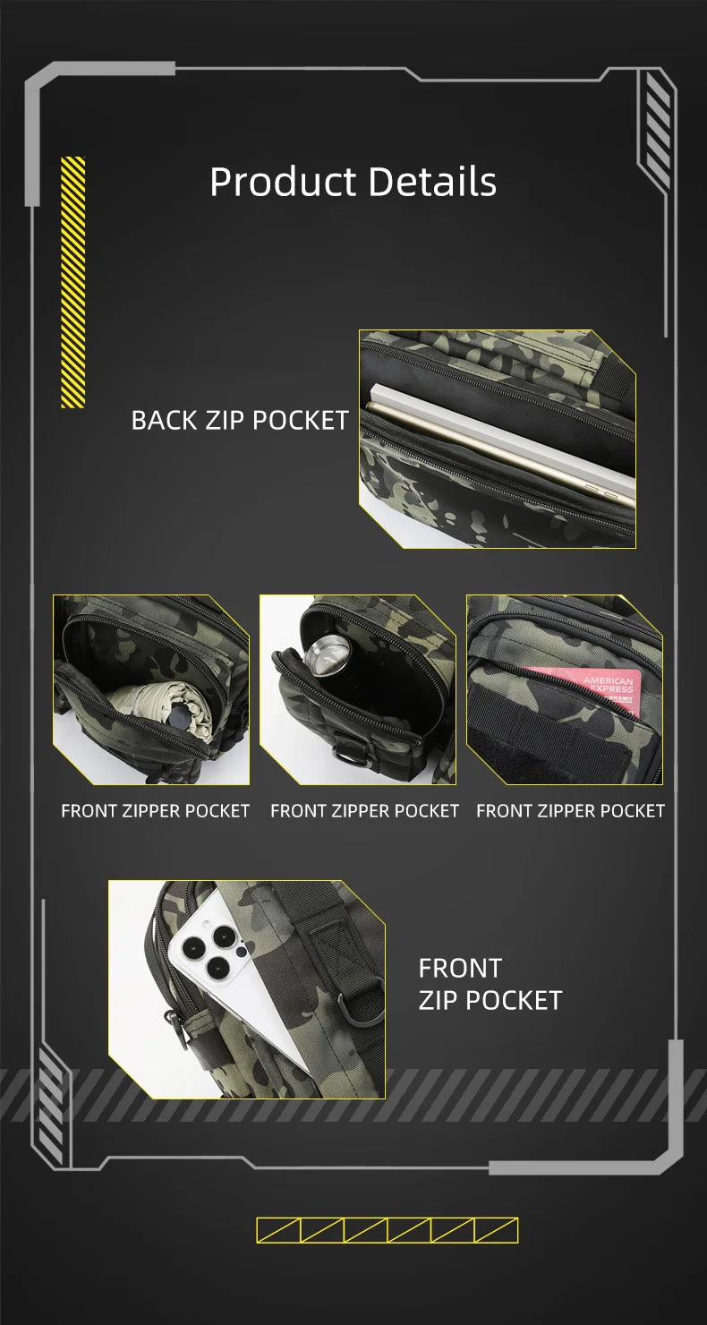 Trekking Tactical Handbags Shoulder Bag Camping for Man Hiking Travel Climbing Fishing Sling Crossbody Outdoor Weekend Molle Bag