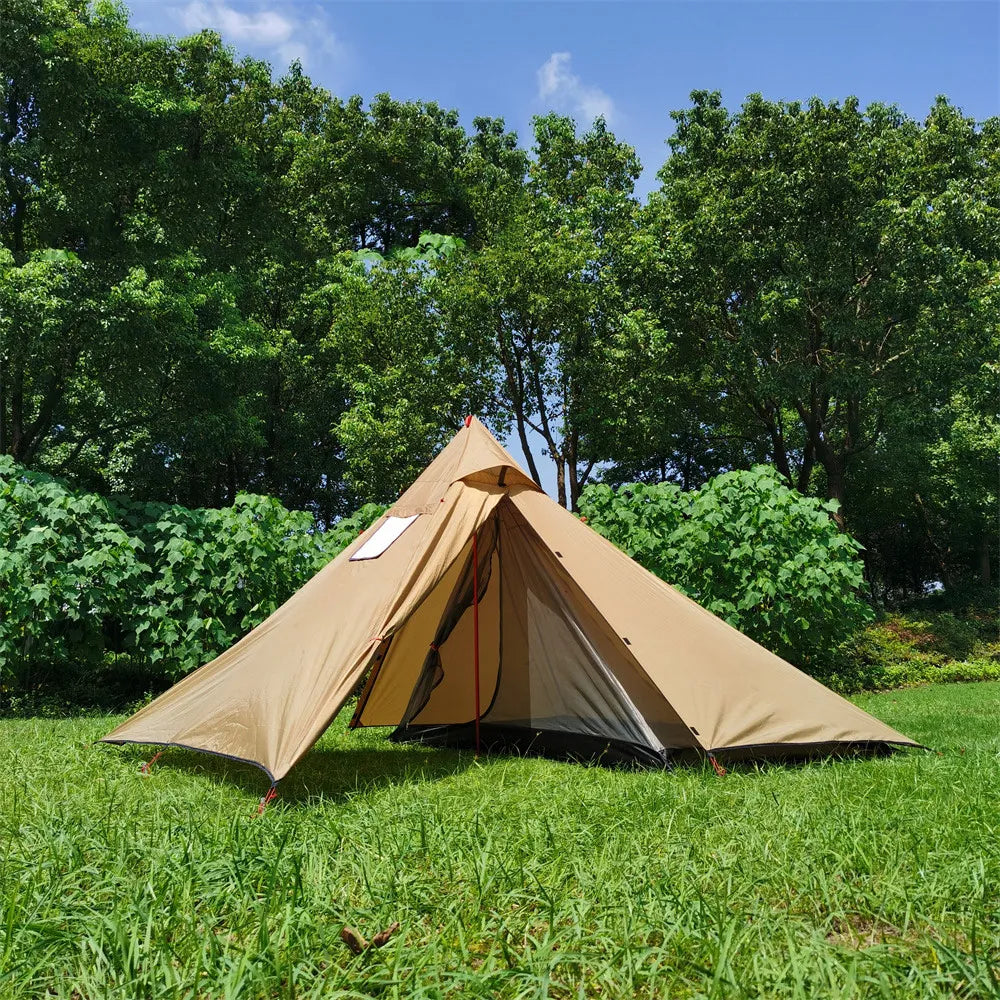 Outdoor 2 People Ultralight Mountain Gear with 2 Door Spire Tent Waterproof Camping tourist with Chimney Hole Hot Tent Camp