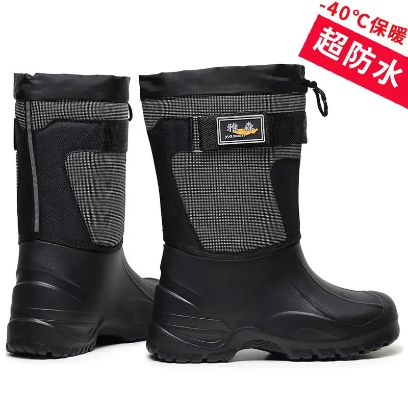 Work Boots for Men Waterproof 2024 Spring New Non-slip Fishing Boots Comfortable Farm Men Boots Winter Plus Cotton Rain Shoes
