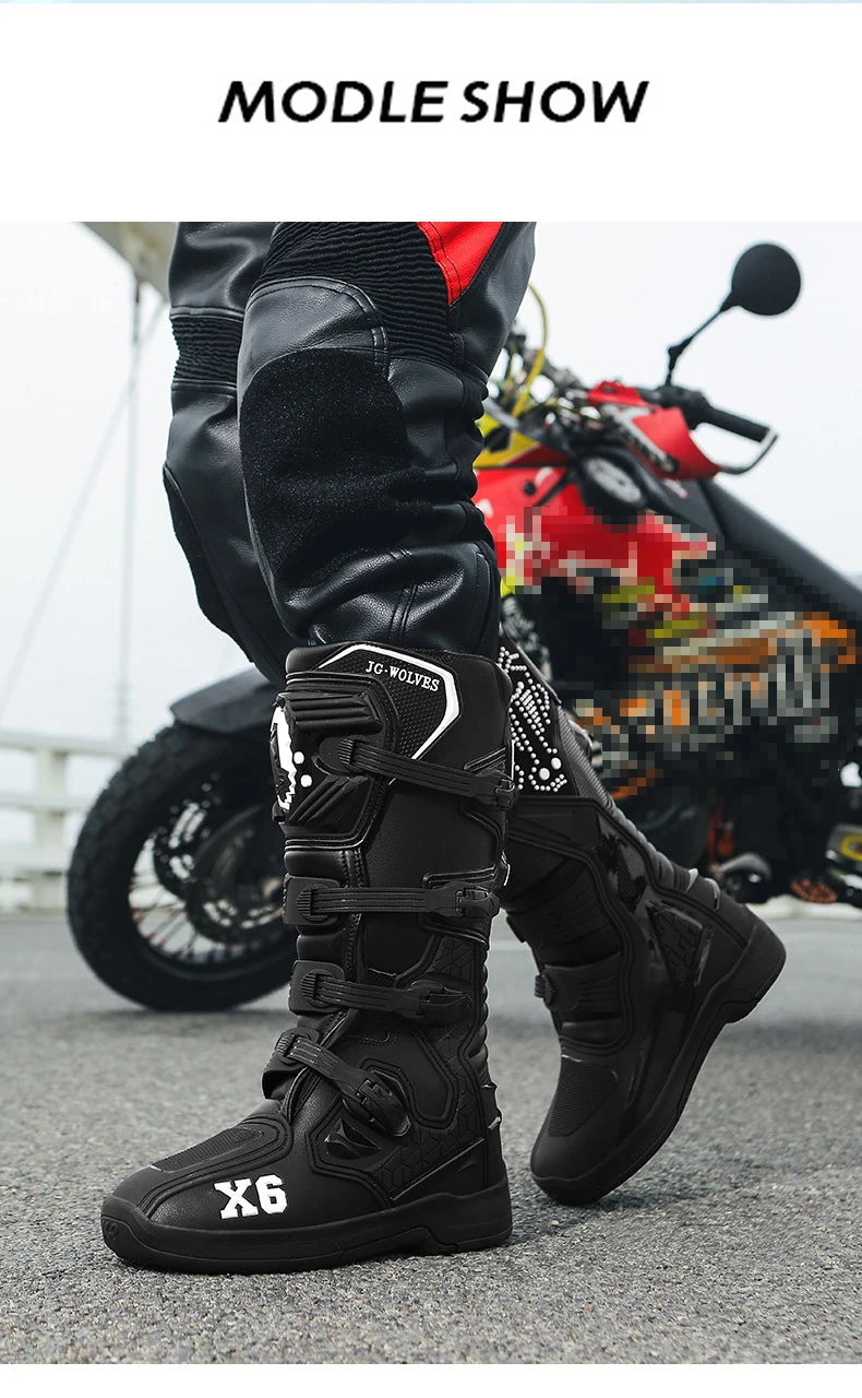 New Motocross Boot Men Women Riding Mid-Calf Ankle Protective Shoes Moto Motorbike Equipment Racing Long Motorcycle Boots
