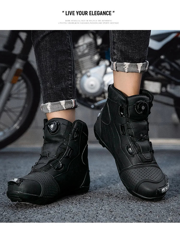 Large Size Motorcycle Boots Outdoor Riding Racing Shoes Anti-fall Wear-resistant Motorcycle Shoes Motorcycle Travel Equipment