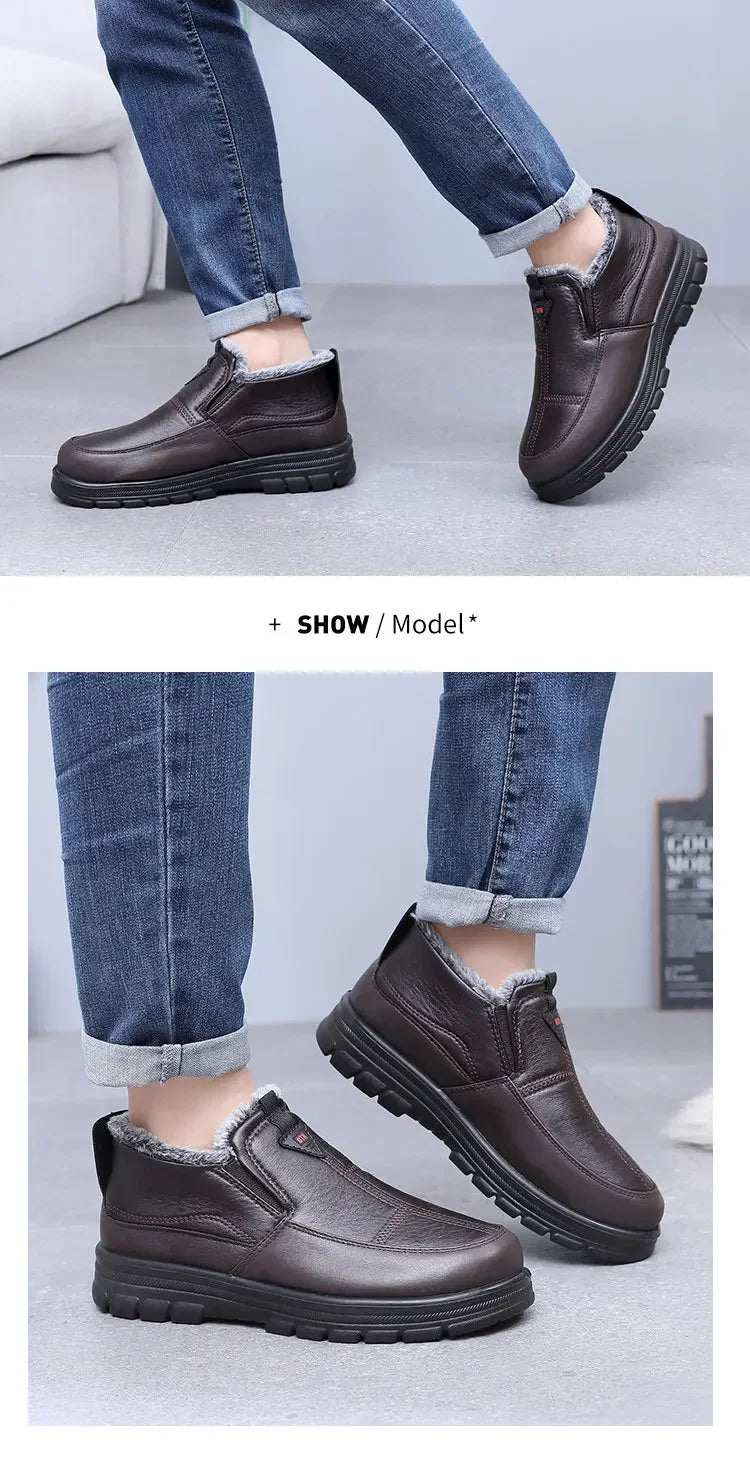 Winter Men's Boots New Plush Warm Waterproof Non Slip Cotton Boots Comfortable Outdoor Cold Proof Ankle Boots Botas Para Hombre