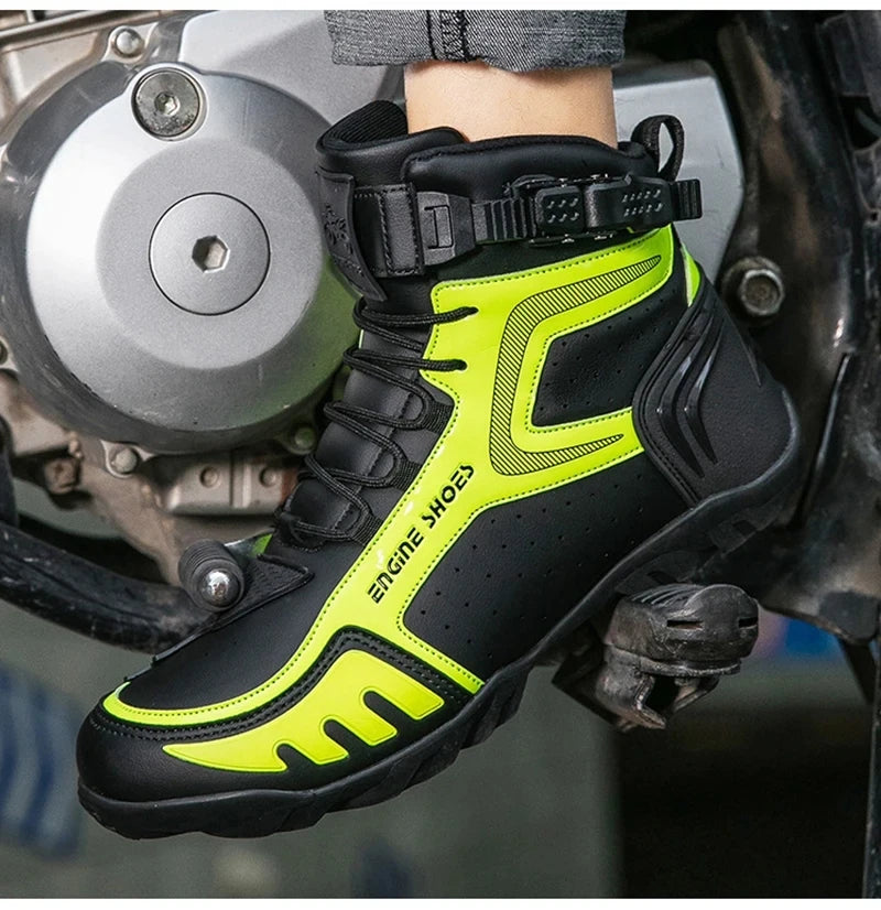 Men Motorcycle Boots Breathable Anti-fall Riders Motorbike Shoes TPU Protection Anti Slip Men's Motocross Bike Riding Boot