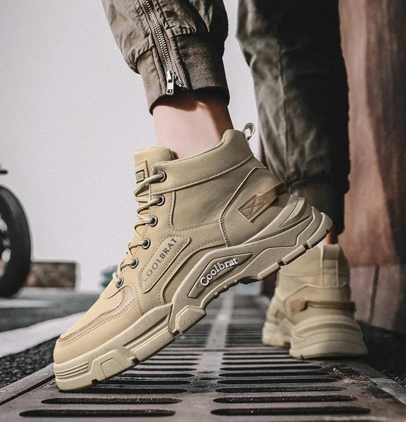 2024 Men's Boots Casual Shoes Winter Leather Designer Luxury Ankle Boots Platform Work Safety Shoe Sports Shoes Men's Boot Botas