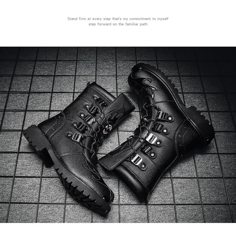 Motorcycle boots four season new men's outdoor fashion plus size high top Cycling shoes comfort anti-collision protective boots