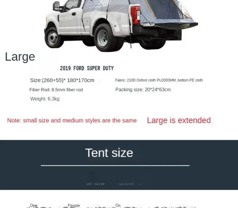 Portable Rainproof Camping Tent, Folding Fishing Tail Tent, Car Pickup Truck Tent
