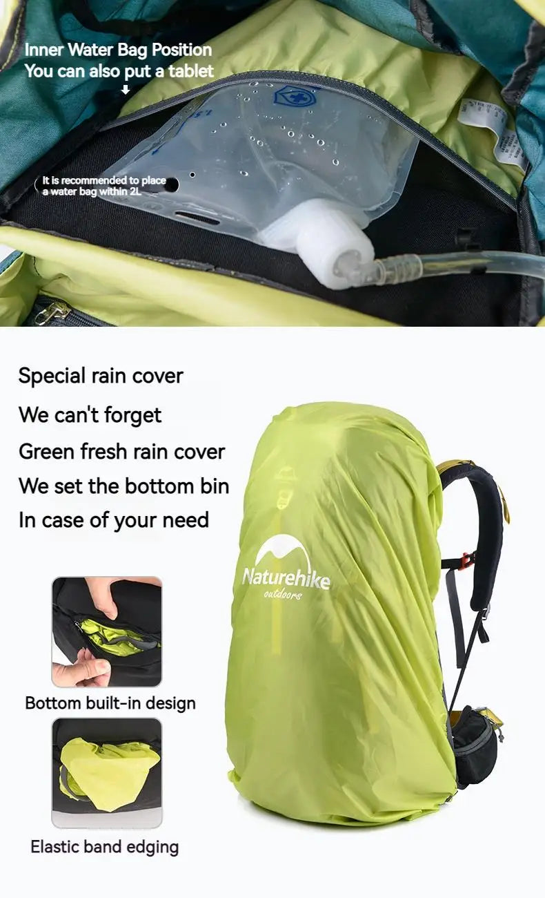 Naturehike Backpack Waterproof  Rucksack 45L 55L 65L Big Knapsack Backpacking Camping Climbing Hiking Travel Bag With Rain Cover