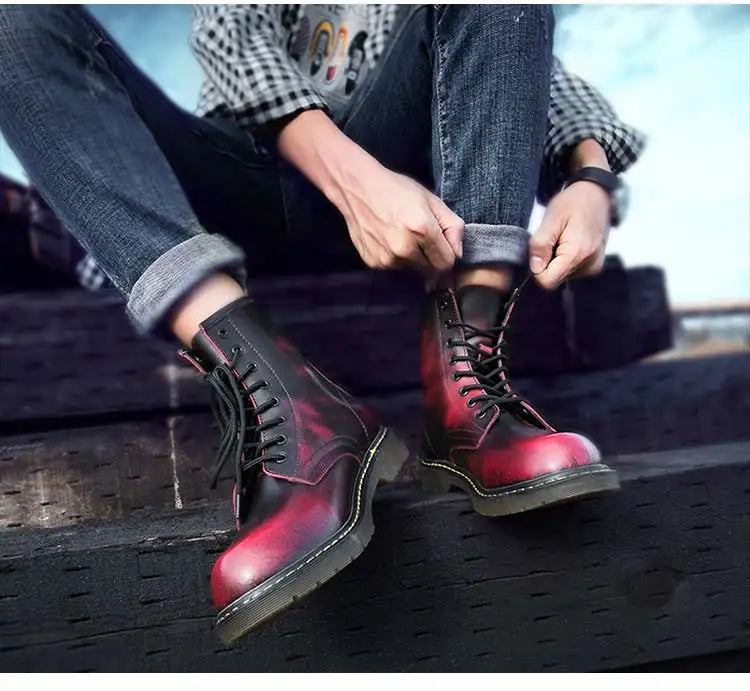 Fashion Men's Boots British Style High Top Casual Sneakers Men Luxury Designer Work Shoes Outdoor Anti slip Motorcycle Boots Mal