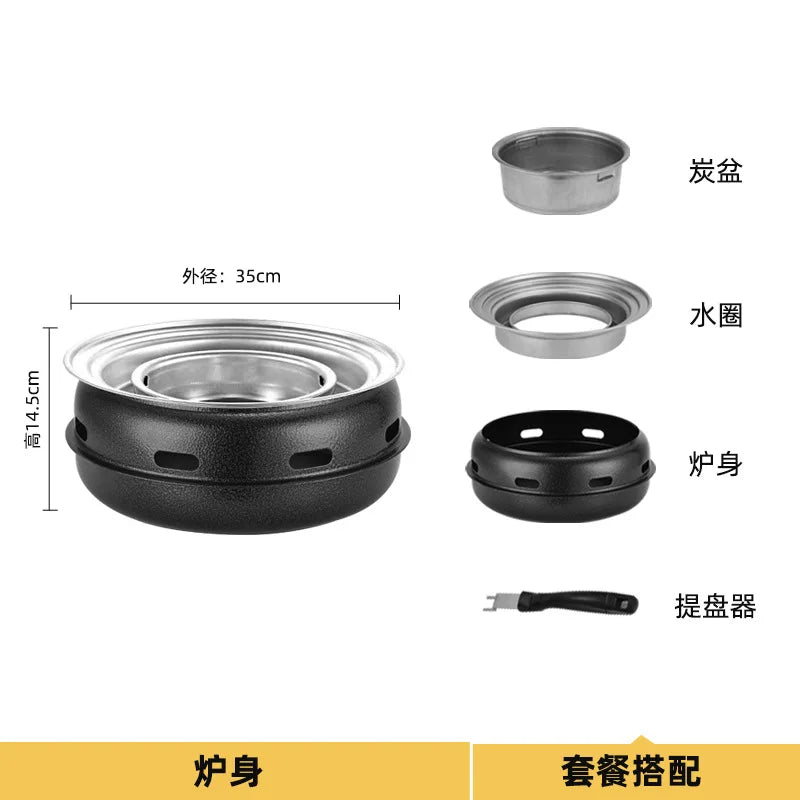 Portable Charcoal Grill Set for Outdoor BBQ Korean Style Smokeless Cooking Tea Stove Family Use