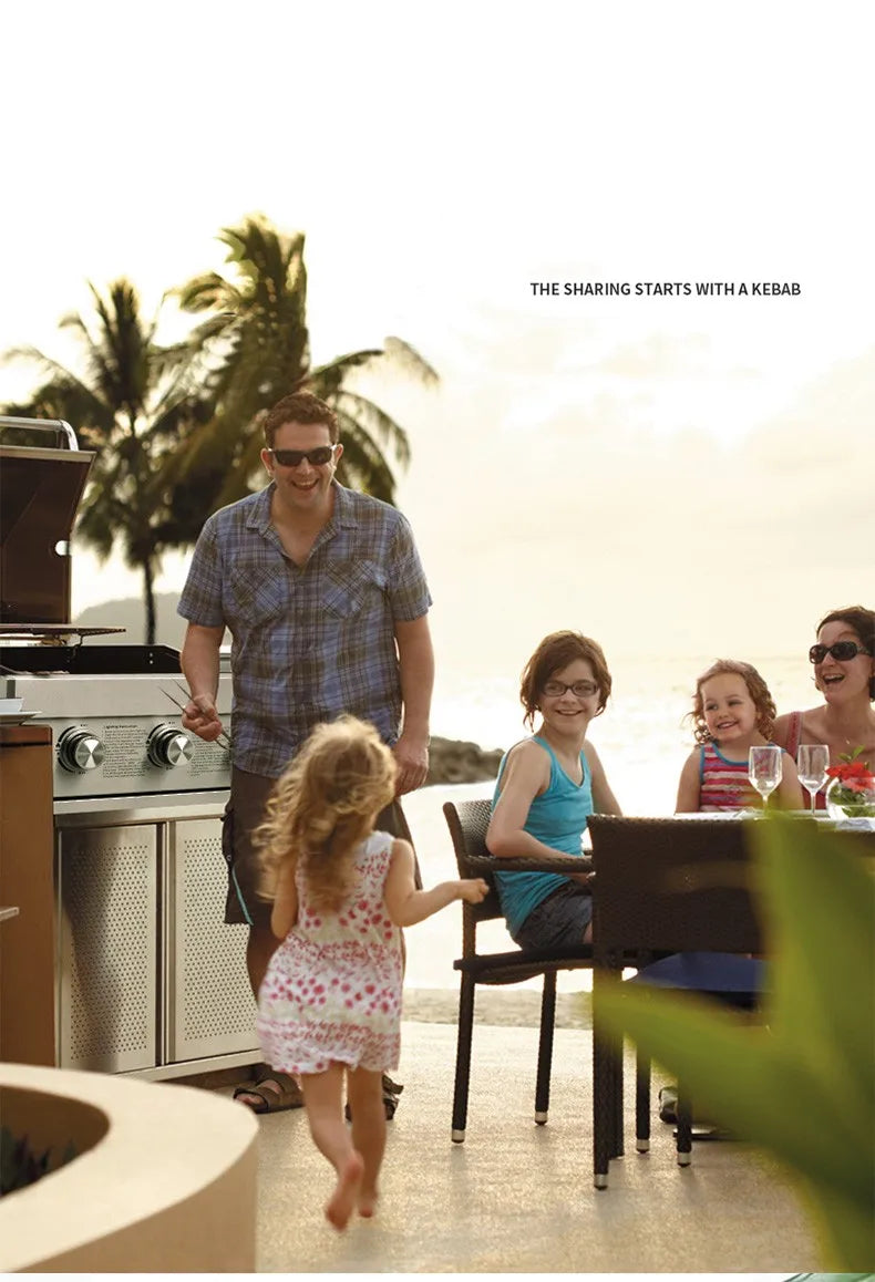 304 stainless steel embedded barbecue stove courtyard gas barbecue grill charcoal gas dual-purpose stewing stove BBQ