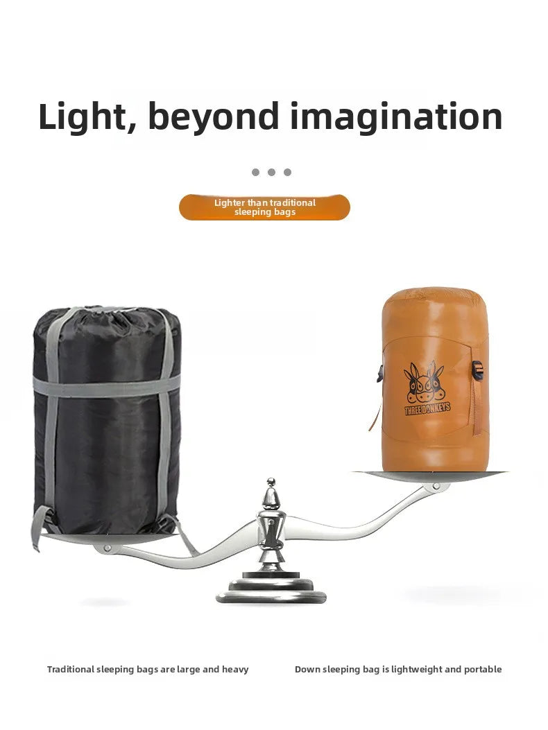 White duck down mummy down sleeping bag adult outdoor camping winter thickened cold minus 30 degrees Sleeping Bags