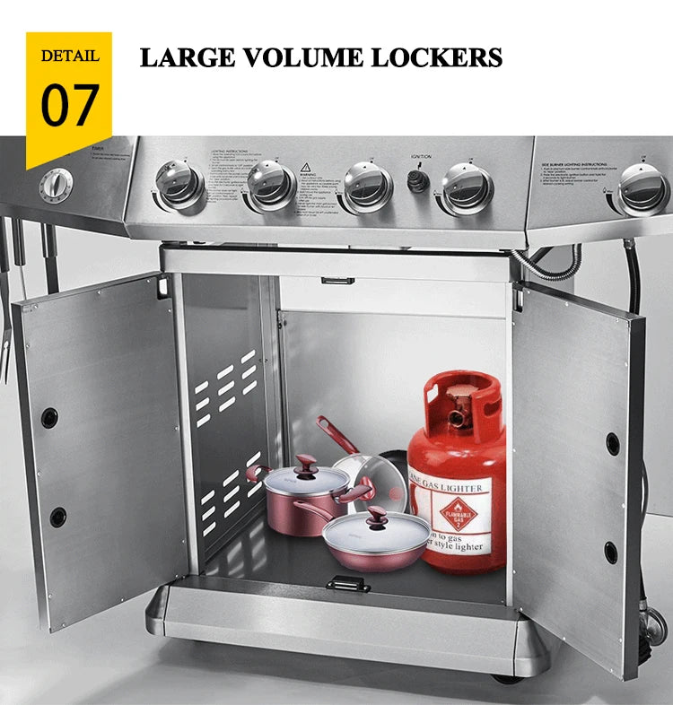 Burner Gas or Charcoal Barbecue Grill for Home Garden Outdoor Parties Vertical Design for Easy Use