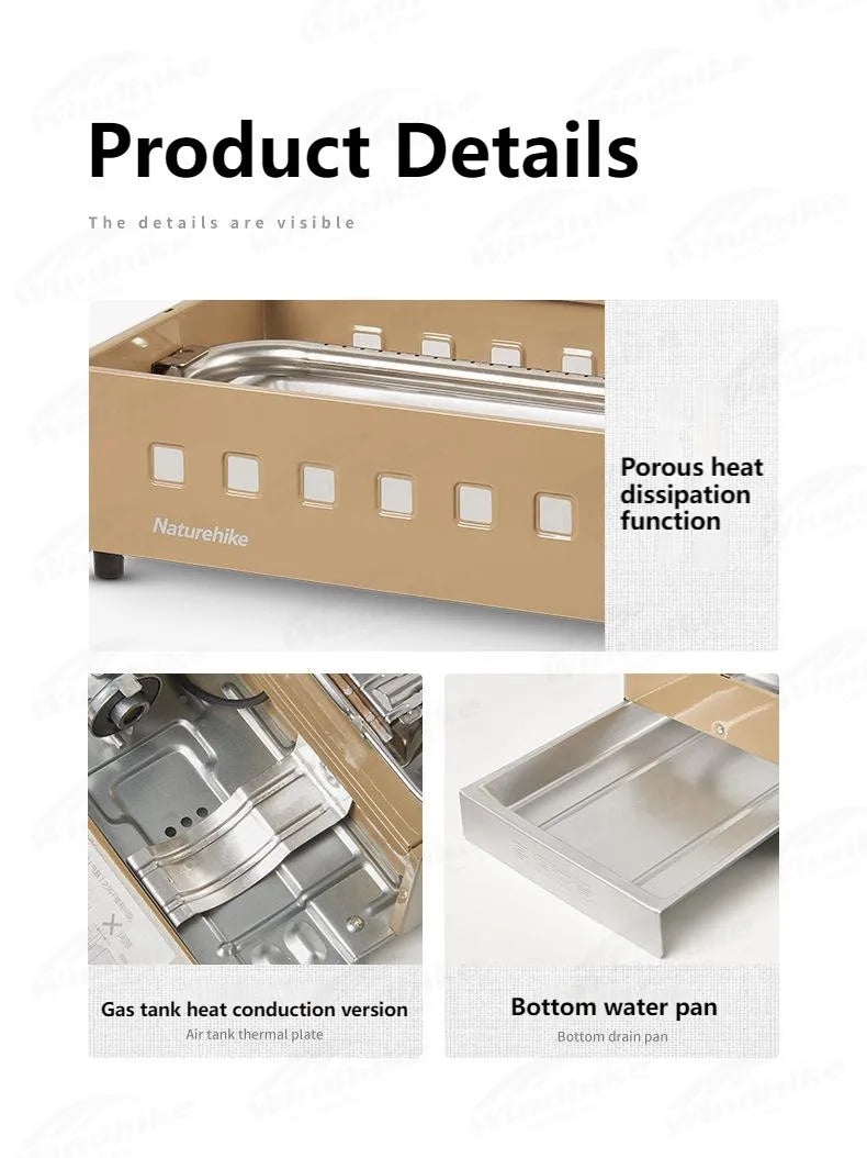 Naturehike Camping Gas Stove Burner 2300W Strong Fire Cooking Furnace Outdoor Picnic Barbecue Fry Grill Boil Pot Pan Portable