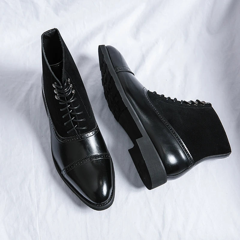 British Style Men's Black Chelsea Boots Women's Genuine Leather Red Sole Boots Cover Toe Flat Sole Boots Outdoor Casual Shoes