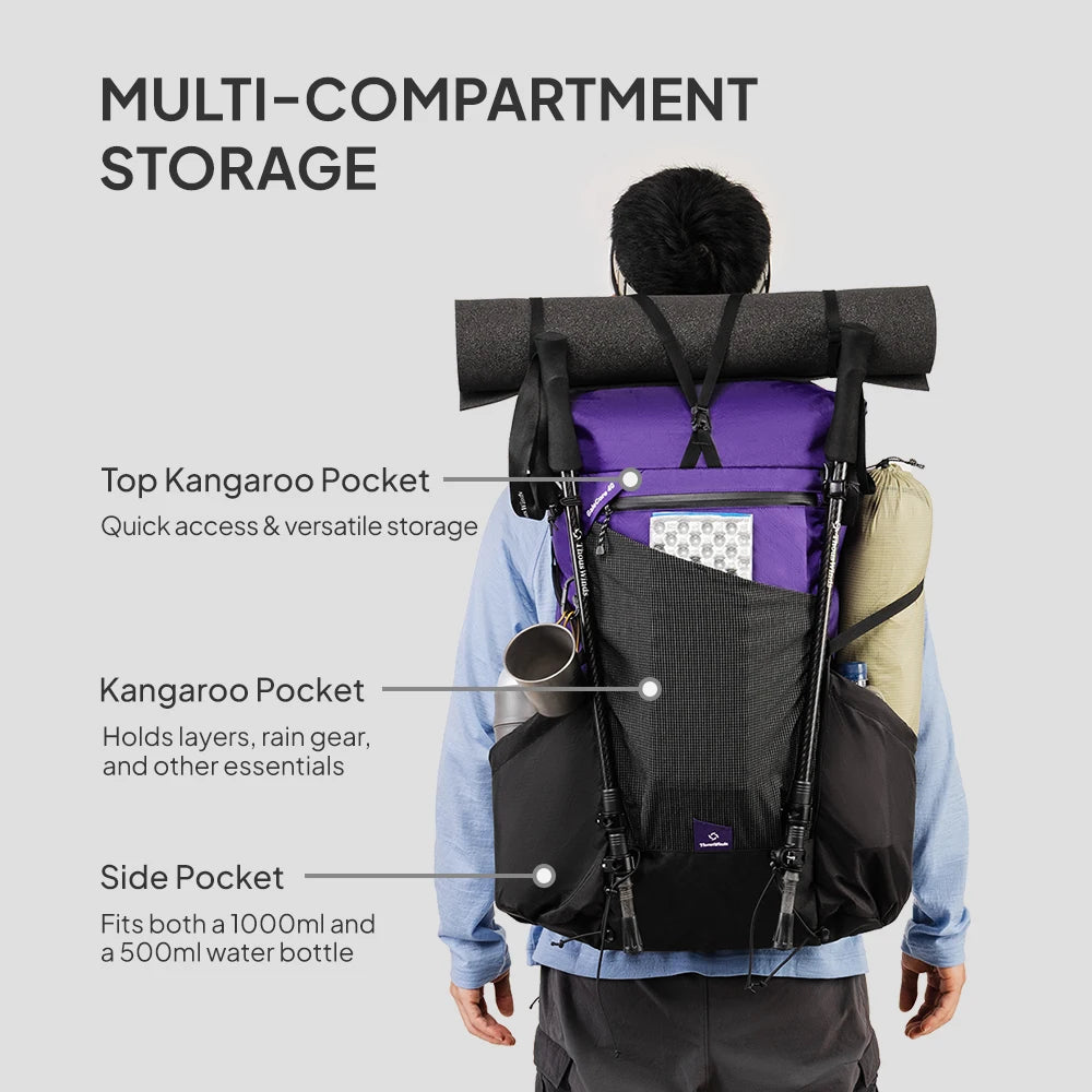 ThousWinds GaleCore 40+10L Lightweight Hiking Backpack Dyneema Trekking Pack Waterproof Bagpack