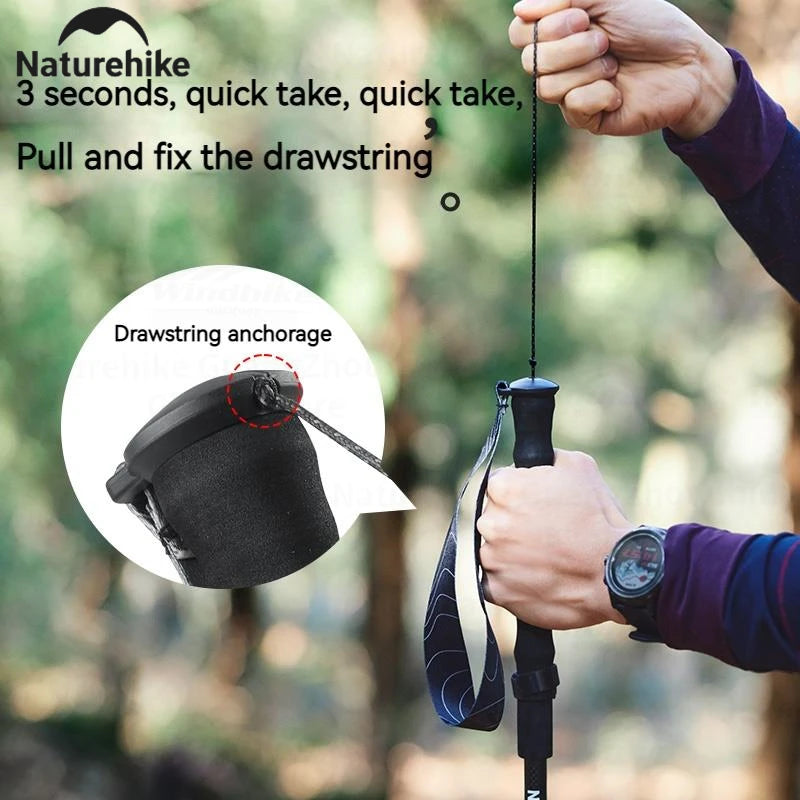 Naturehike 3K Carbon Fiber Collapsible Telescopic Sticks Trekking Pole Folding Portable Walking Stick Staff for Hiking Climbing