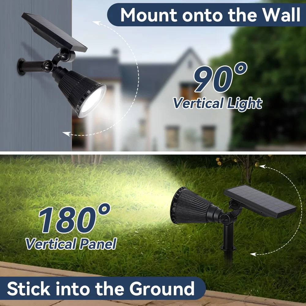 Outdoor Solar Spotlights Waterproof Tree Lighting Home Garden Solar Light Exterior Decor LED Lawn Spike Lamps for Courtyard Path