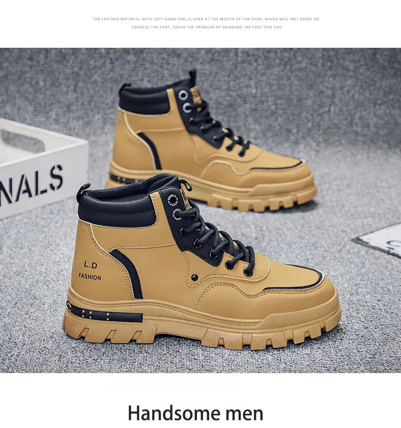 2025 Men's Casual Shoes Non-slip Wear-resistant High-top Sneakers Outdoor Comfortable Platform Hiking Shoes Designer Men's Shoes