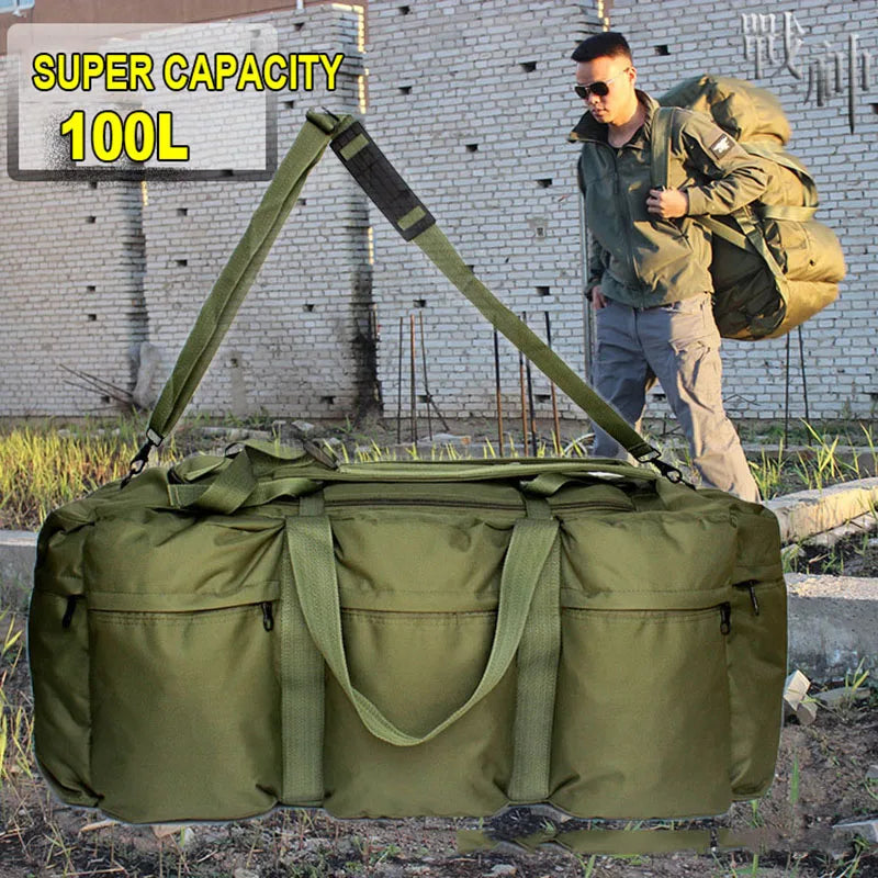 100L Camping Super Large Capacity Backpack Men Camping Storage Bag Men Tent Canopy Military Tactical Shoulder Bag Travel Handbag